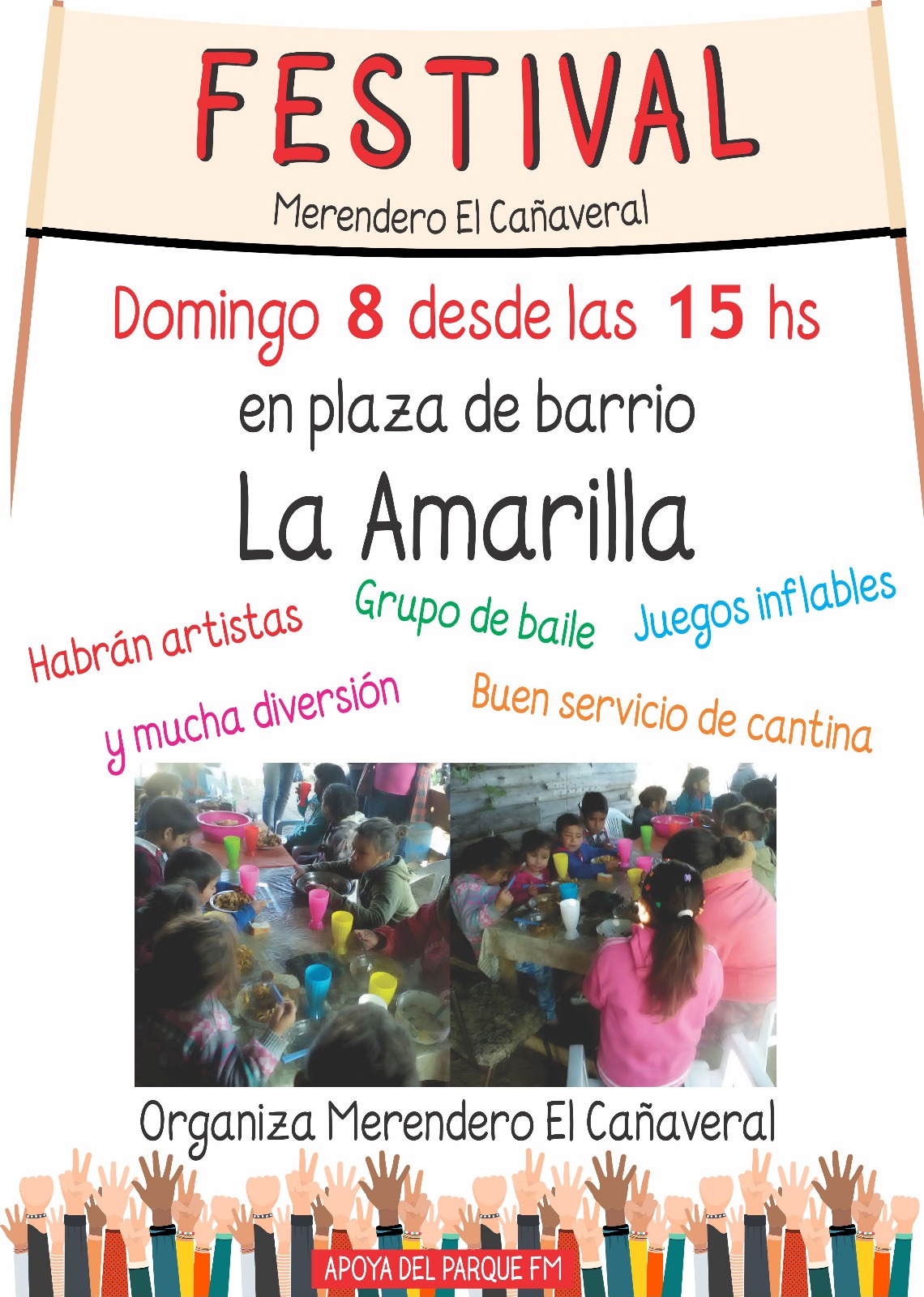 Este domingo festival en plaza de barrio La Amarilla a beneficio de Merendero El Cañaveral