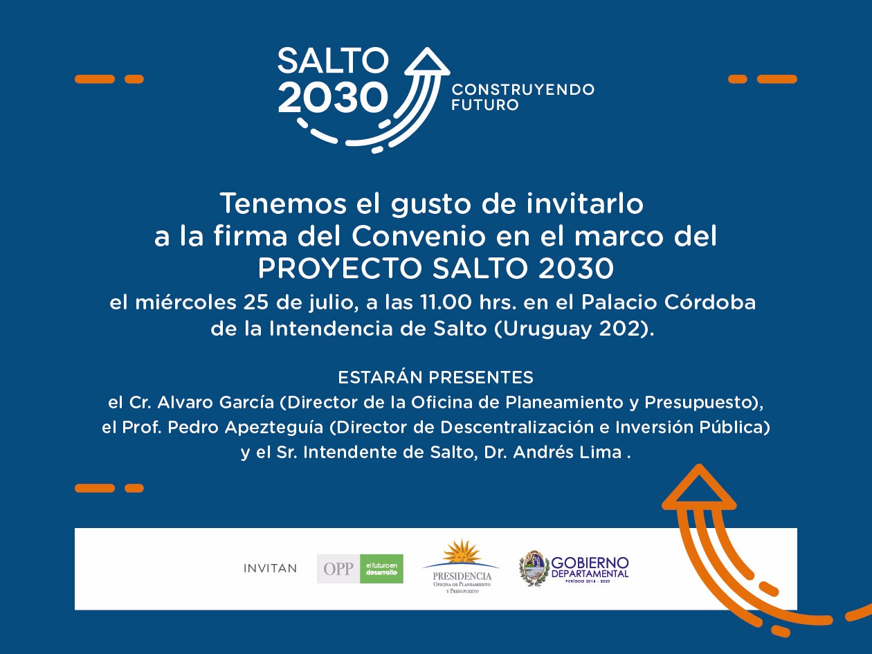 Proyecto Salto 2030: Este miércoles se firma convenio